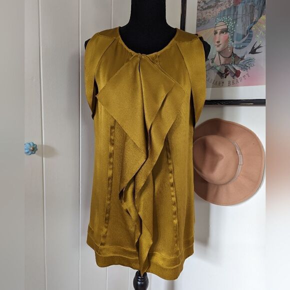 Diane Von Furstenberg Gold 💯% Silk Top 10 Fairy Whimsical Princess Boho - Picture 3 of 10